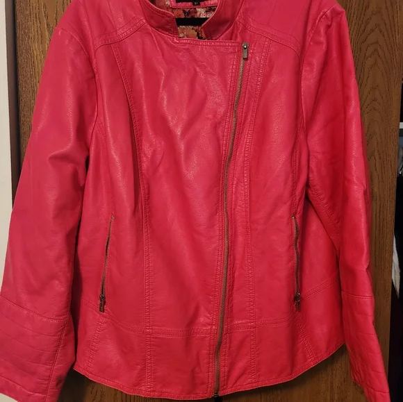Black Rivet ☃️Pink Faux Leather Jacket 3x - Picture 4 of 10